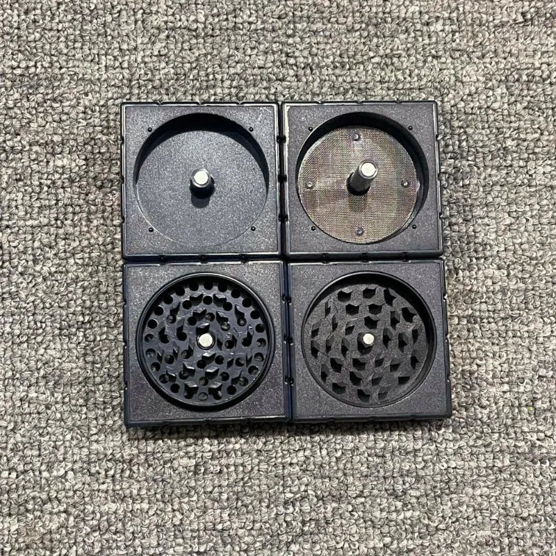 2.4inch Metal Cube Herb Grinder Manual Pepper Mortar Pestle 4 Layers Mill Salt Spice Tobacco Grinder Bud Cigarette Smoking Tool