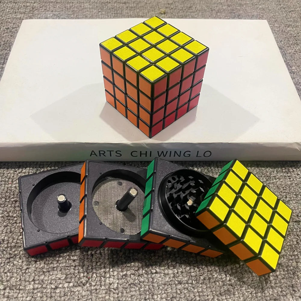 2.4inch Metal Cube Herb Grinder Manual Pepper Mortar Pestle 4 Layers Mill Salt Spice Tobacco Grinder Bud Cigarette Smoking Tool