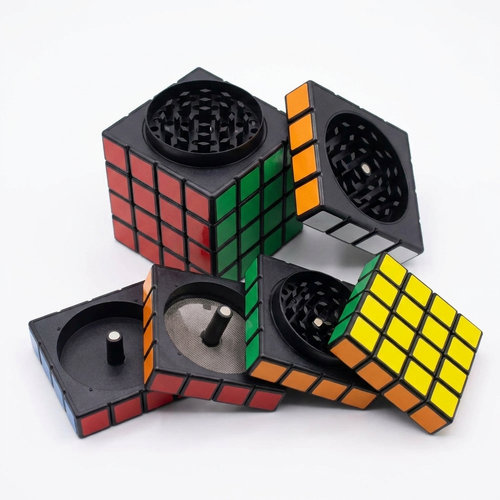 2.4inch Metal Cube Herb Grinder Manual Pepper Mortar Pestle 4 Layers Mill Salt Spice Tobacco Grinder Bud Cigarette Smoking Tool