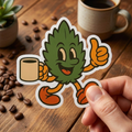 Retro Coffee Leaf Sticker | Kiss-Cut Decal