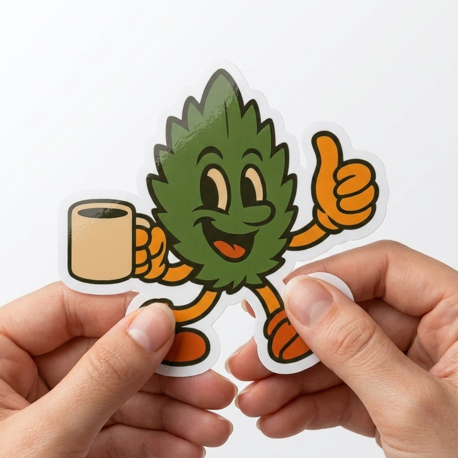 Retro Coffee Leaf Sticker | Kiss-Cut Decal